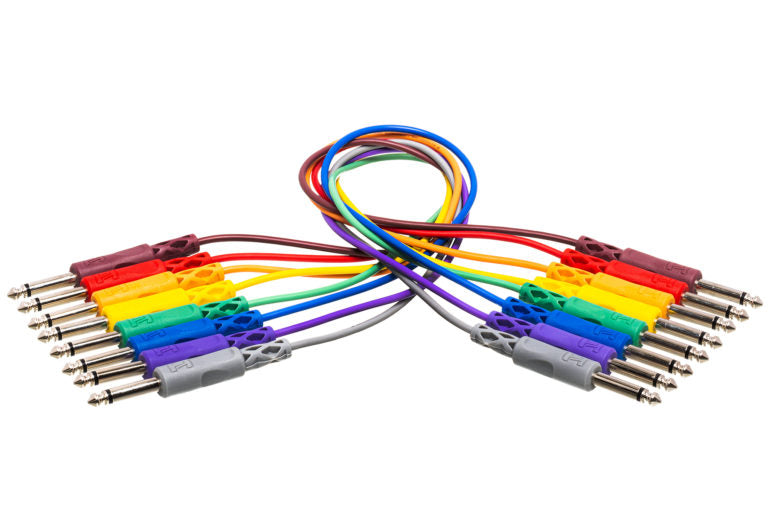 Hosa CPP-845 1/4-inch TS Male Patch Cable 8-pack - 1.5 foot (Various Colors)