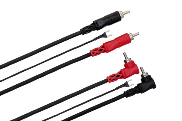 Hosa CRA-201DJ Stereo Interconnect Dual RCA to Dual Right Angle RCA Cable with Ground Wire - 3.3 foot
