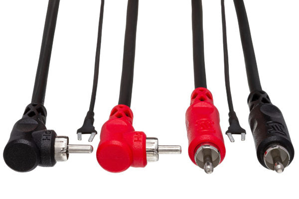 Hosa CRA-201DJ Stereo Interconnect Dual RCA to Dual Right Angle RCA Cable with Ground Wire - 3.3 foot