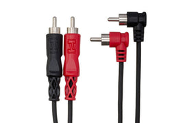 Hosa CRA-201RR Stereo Interconnect Dual Right Angle RCA to Dual Right Angle RCA Cable - 3 foot