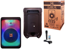 Load image into Gallery viewer, MR DJ CUBE12 12" Rechargeable Portable Karaoke Speaker with Party Flame Lights Microphone TWS USB FM Radio