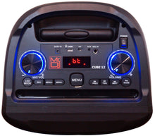 Load image into Gallery viewer, MR DJ CUBE12 12" Rechargeable Portable Karaoke Speaker with Party Flame Lights Microphone TWS USB FM Radio