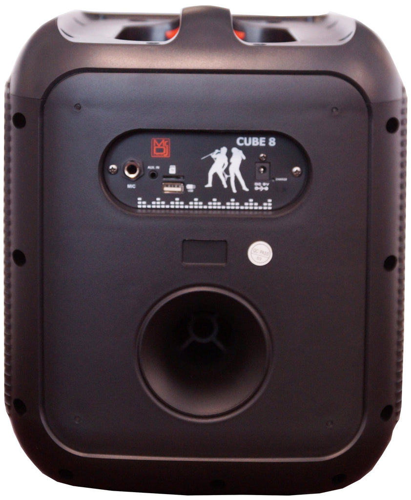 MR DJ CUBE8 8" Portable Karaoke Speaker Flame Lights Microphone TWS USB FM