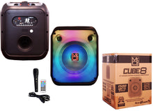 Load image into Gallery viewer, MR DJ CUBE8 8" Portable Karaoke Speaker Flame Lights Microphone TWS USB FM