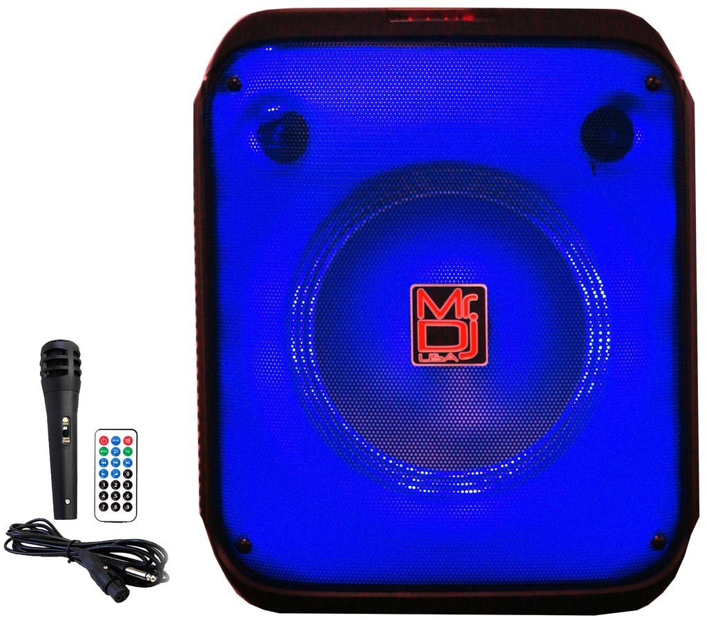 MR DJ CUBE8 8" Portable Karaoke Speaker Flame Lights Microphone TWS USB FM