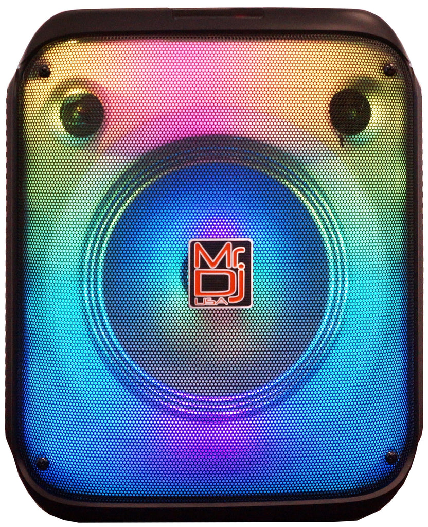 MR DJ CUBE8 8" Portable Karaoke Speaker Flame Lights Microphone TWS USB FM