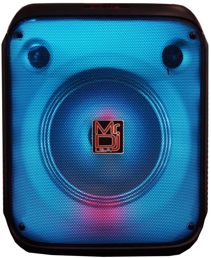MR DJ CUBE8 8" Portable Karaoke Speaker Flame Lights Microphone TWS USB FM