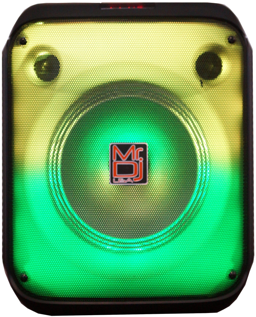 MR DJ CUBE8 8" Portable Karaoke Speaker Flame Lights Microphone TWS USB FM