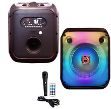 Load image into Gallery viewer, MR DJ CUBE8 8" Rechargeable Portable Bluetooth Karaoke Speaker with Party Flame Lights Microphone TWS USB FM Radio