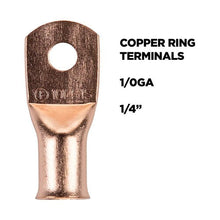 Load image into Gallery viewer, Install Bay CUR1014 Copper Uninsulated Ring Terminal 1/0 Gauge 1/4" 5/PK