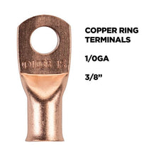 Load image into Gallery viewer, Install Bay CUR1038 Copper Uninsulated Ring Terminal 1/0 Gauge 3/8" 5/PK