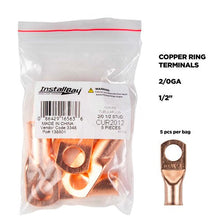 Load image into Gallery viewer, Install Bay CUR2012 Copper Uninsulated Ring Terminal 2/0 Gauge 1/2" 5/PK