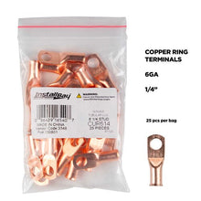 Load image into Gallery viewer, Install Bay CUR614 Copper Uninsulated Ring Terminal 6 Gauge 1/4 inch