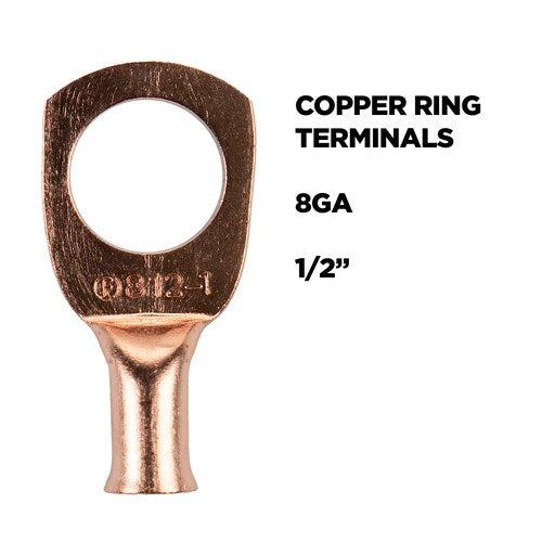 Install Bay CUR812 Copper Uninsulated Ring Terminal 8 Gauge 1/2 inch