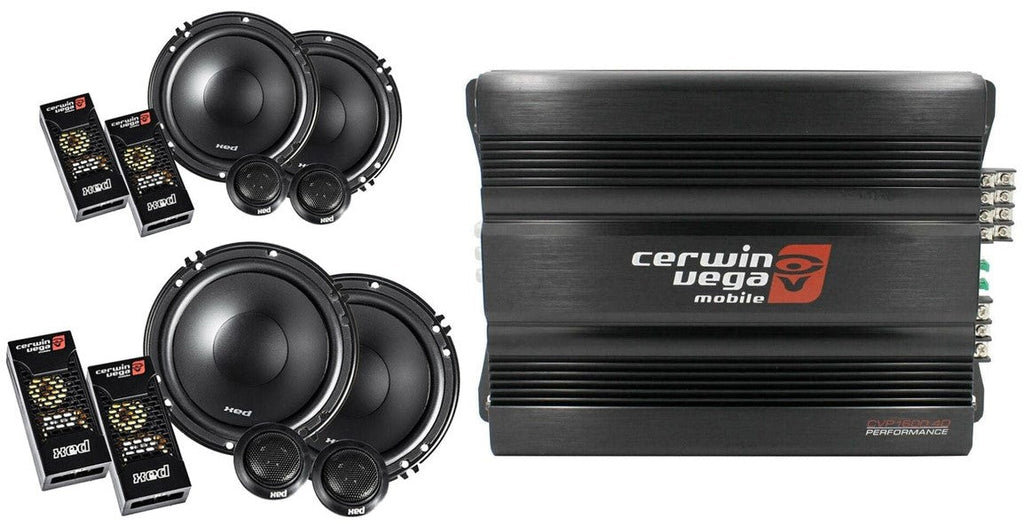 Cerwin Vega CVP1600.4D 1600W Amp + 2 XED650C Component Speakers