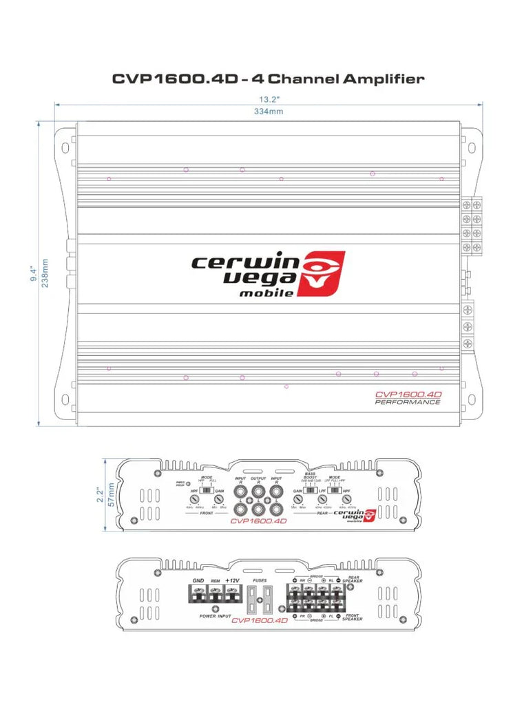 Cerwin Vega CVP1600.4D 1600 Watts CVP Series 4-Channel Class-D Amplifier