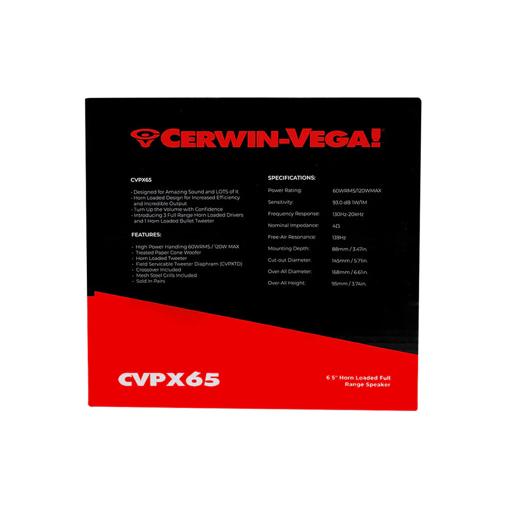 Cerwin Vega CVPX65 CVPX Series 6.5" 2-Way Full Range Speaker w/Horn Tweeter