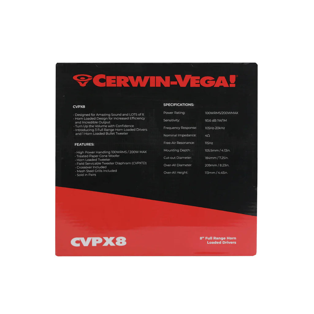 Cerwin Vega CVPX8 CVPX Series 8" 2-Way Full Range Speaker w/Horn Tweeter