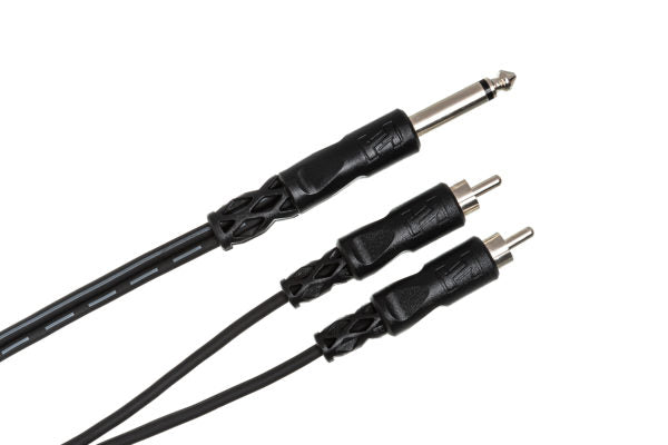 Hosa CYR-102 Y Cable - 1/4-inch TS Male to Dual RCA Male - 6 foot