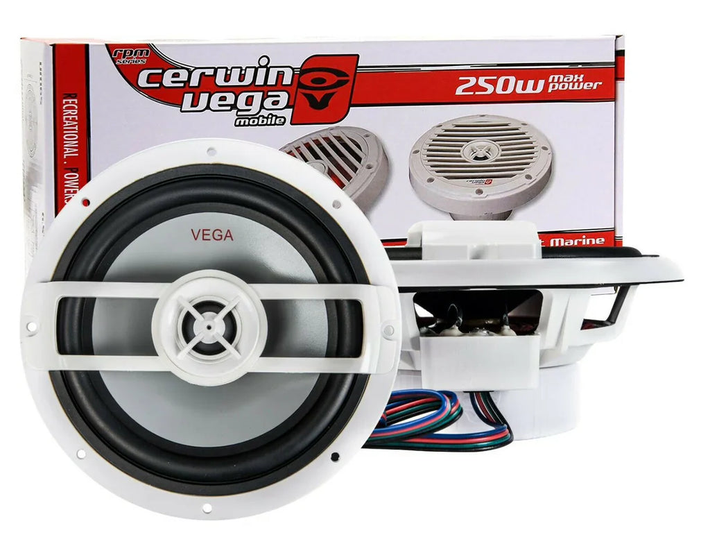 2 Cerwin Vega VM65 6.5" 250W Marine & Powersport Speakers w/LED Lighting