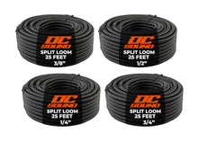 Load image into Gallery viewer, DC Sound 4-Pack 1/4", 3/8", 1/2", 3/4" x 25 Feet Each Split Wire Loom Convoluted Tubing