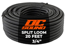 Load image into Gallery viewer, DC Sound 3-Pack 1/4", 1/2", 3/4" x 20 Feet Each Split Wire Loom Convoluted Tubing