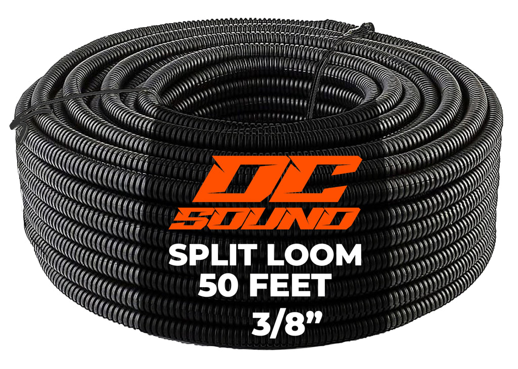 DC Sound 3-Pack 1/4", 3/8", 1/2" x 50 Feet Each Split Wire Loom Convoluted Tubing