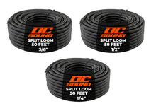 Load image into Gallery viewer, DC Sound 3-Pack 1/4", 3/8", 1/2" x 50 Feet Each Split Wire Loom Convoluted Tubing