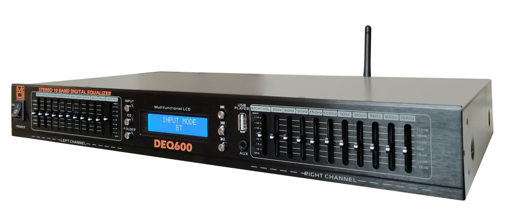 MR DJ DEQ600 PRO PA DJ 22 Band Stereo EQ Bluetooth USB AUX Input + Mic