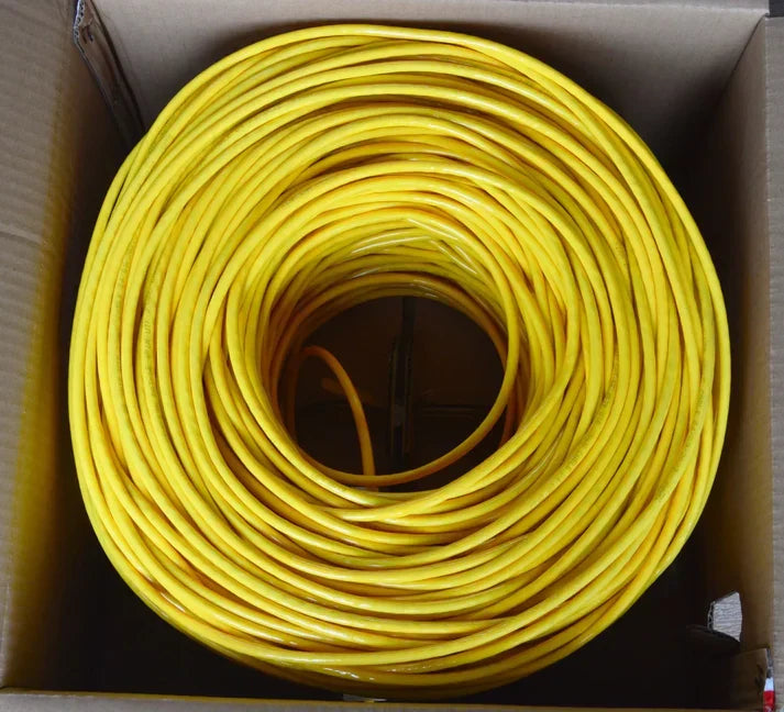 AT 1000' Cat6 Ethernet Yellow Bulk Network Cable UL Bare Solid Copper Wire UTP