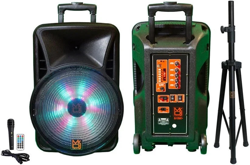 MR DJ Pro 15" 3000W Bluetooth PA DJ FM Radio Karaoke Speaker Microphone stand