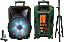 Load image into Gallery viewer, MR DJ DJ12BAT+ 12" Portable Bluetooth Speaker + Speaker Stand + 18-LED Moving Head DJ Light