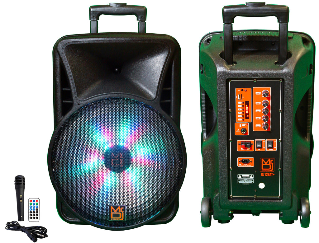 MR DJ DJ12BAT+ 12" 3000W Portable PA DJ Active Powered TWS Bluetooth Speaker