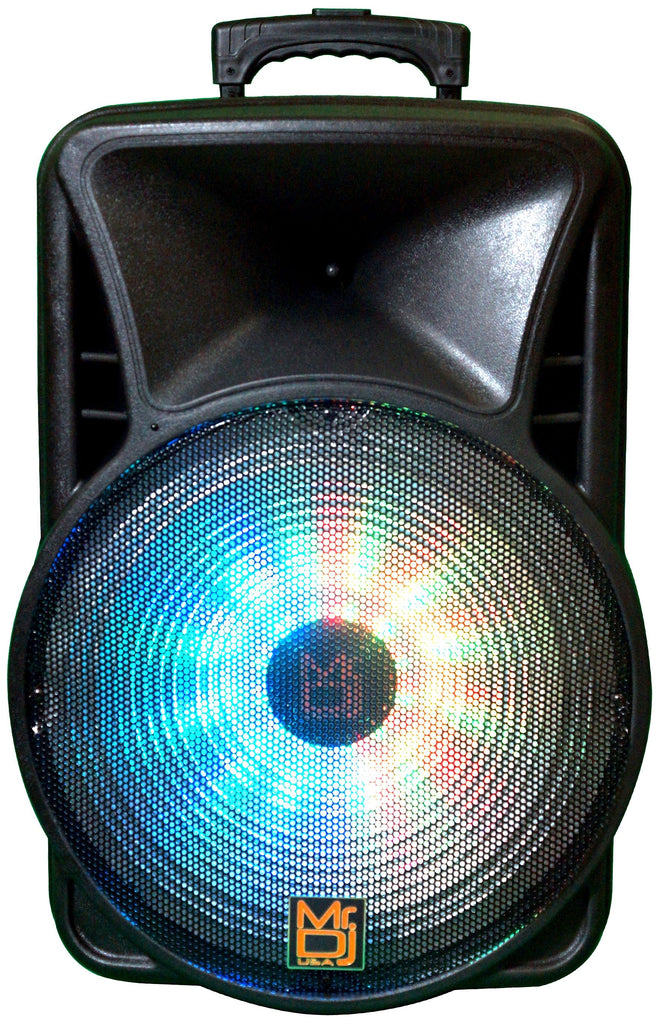 Mr. Dj DJ15BAT+ 15" Portable Trolley PA DJ Active Powered TWS Bluetooth Speaker 3500 Watts LCD/MP3/USB/micro SD