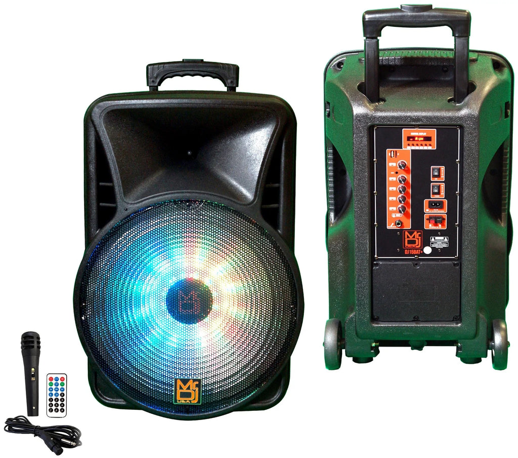MR DJ Pro 15" 3000W Bluetooth PA DJ FM Radio Karaoke Speaker Microphone stand