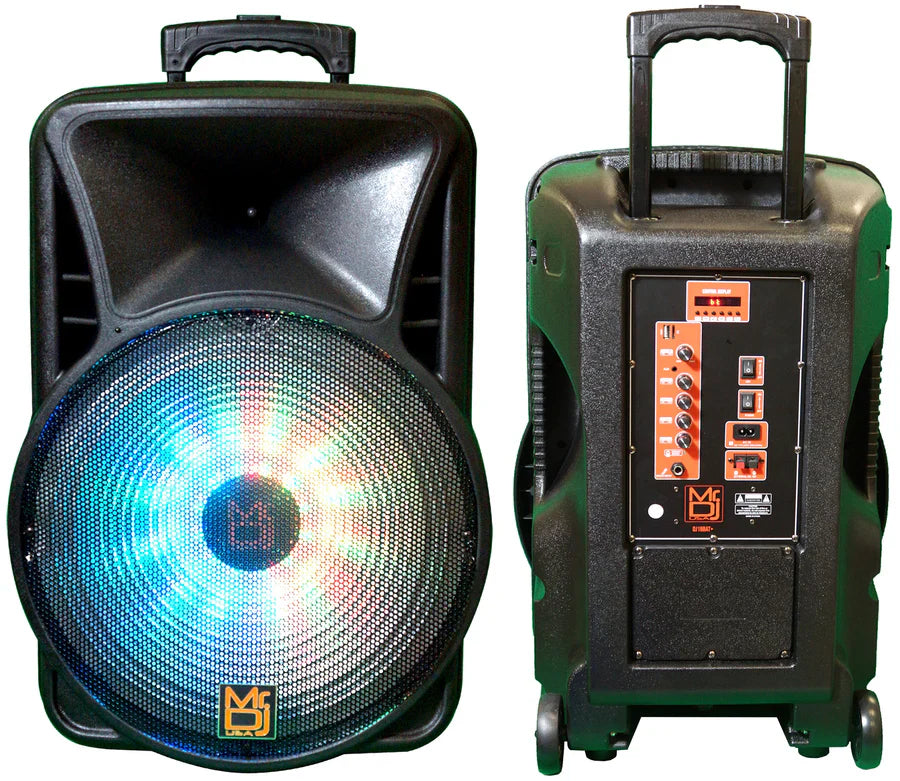 2 Mr. Dj USA DJ18BAT 18" 5000W Max Power Speaker with Built-In Bluetooth & Battery