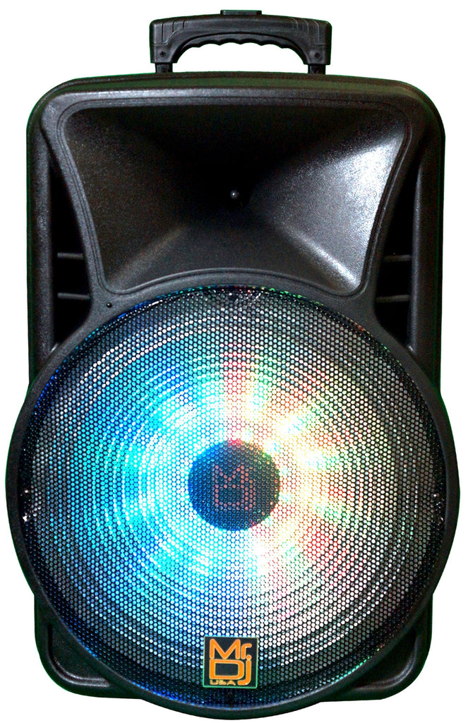 MR DJ DJ18BAT+ 18" Portable Bluetooth Speaker + Speaker Stand + 18-LED Slim Par Wash DJ Light