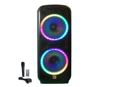 Load image into Gallery viewer, MR DJ AFTERPARTY Dual 15" Bluetooth Speaker<br/>Dual 15" Battery Powered Bluetooth Speaker, UHF Wireless Microphone Party Speaker