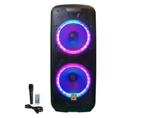 Load image into Gallery viewer, MR DJ AFTERPARTY Dual 15" Bluetooth Speaker<br/>Dual 15" Battery Powered Bluetooth Speaker, UHF Wireless Microphone Party Speaker