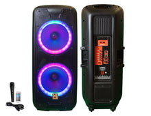Load image into Gallery viewer, MR DJ 215BTA+ Dual 15" 5000W Battery Powered Bluetooth Speaker Microphone Party Speaker