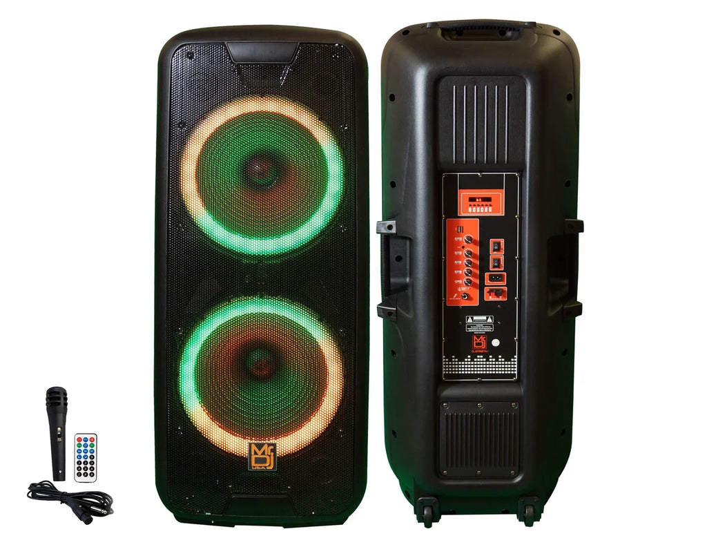 MR DJ AFTERPARTY Dual 15" Bluetooth Speaker<br/>Dual 15" Battery Powered Bluetooth Speaker, UHF Wireless Microphone Party Speaker