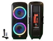 Load image into Gallery viewer, MR DJ DJ215BTA AFTER PARTY Dual 15" 5000W Max Power Speaker with Built-In Bluetooth &amp; Battery, 1" LCD/MP3/USB/SD Slot