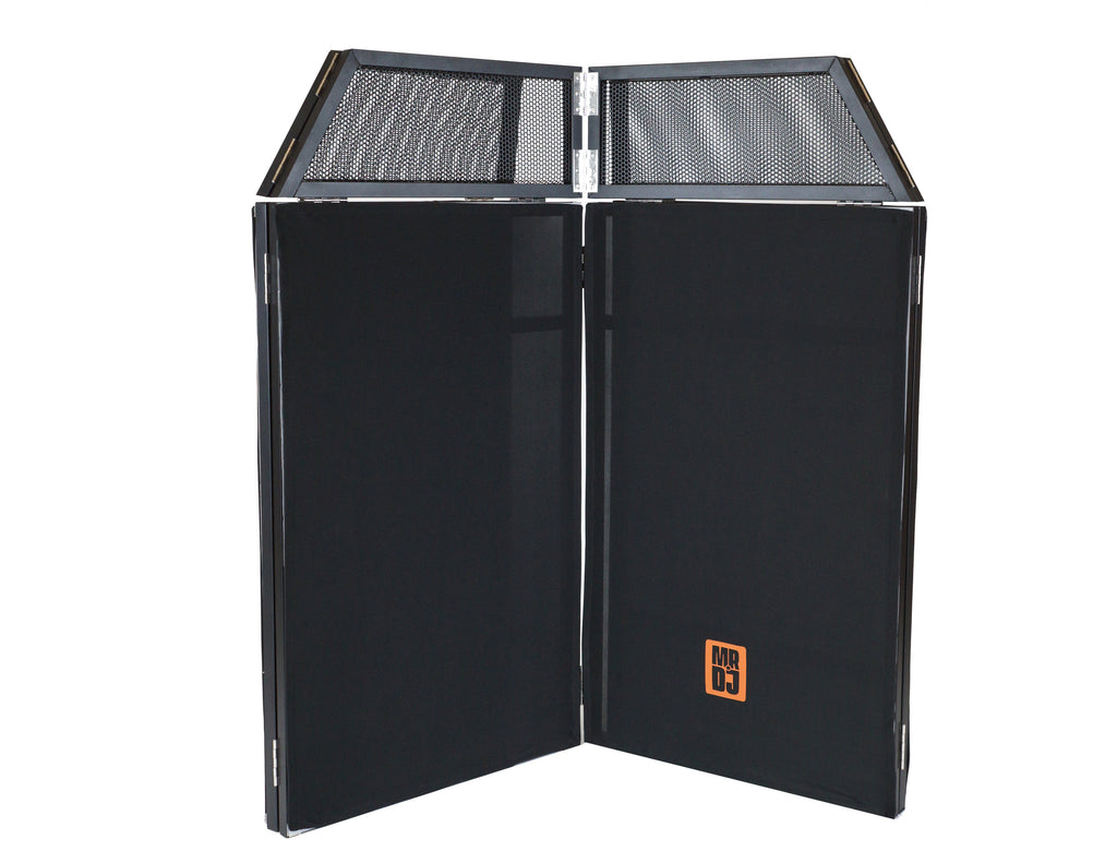 MR DJ DJ Booth Table with 8FT Lighting Truss System Foldable Black Scrim