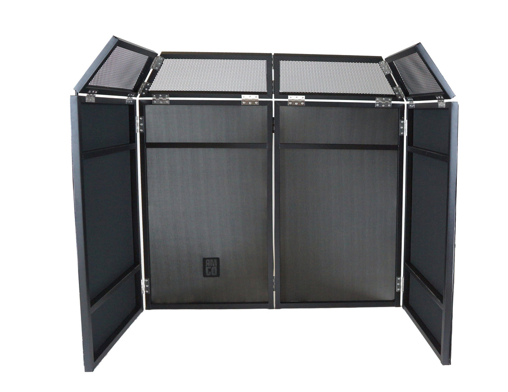 MR DJ DJ Booth Table with 8FT Lighting Truss System Foldable Black Scrim