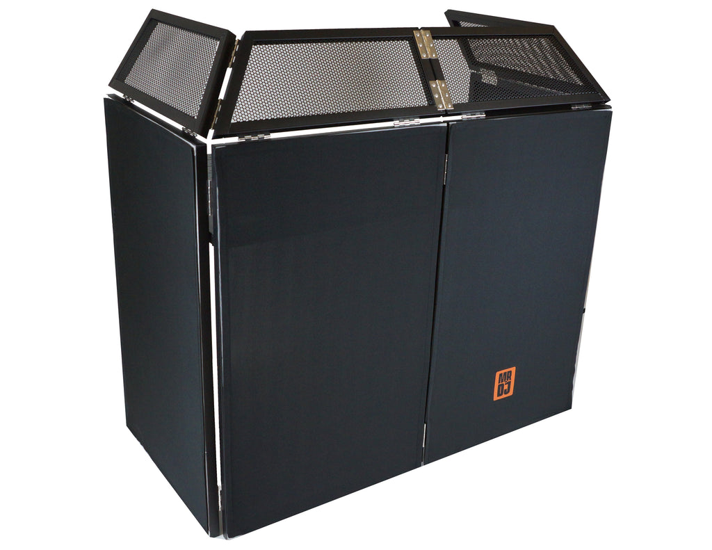 MR DJ DJ Booth Table with 8FT Lighting Truss System Foldable Black Scrim
