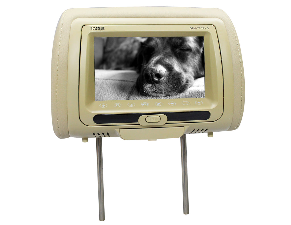 Absolute DPH-770PKGC 7.5" Pair Cream Headrest TFT/LCD Monitor DVD/USB/SD Package
