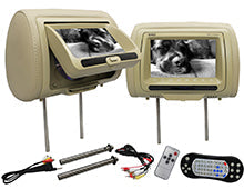 Load image into Gallery viewer, Absolute DPH-770PKGC 7.5" Pair Cream Headrest TFT/LCD Monitor DVD/USB/SD Package
