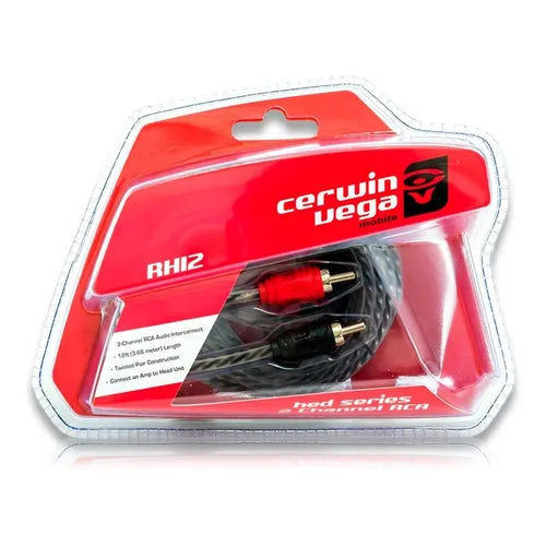 Cerwin Vega RH12 HED-2-channel 12ft twisted RCA cable, w/single molded ends