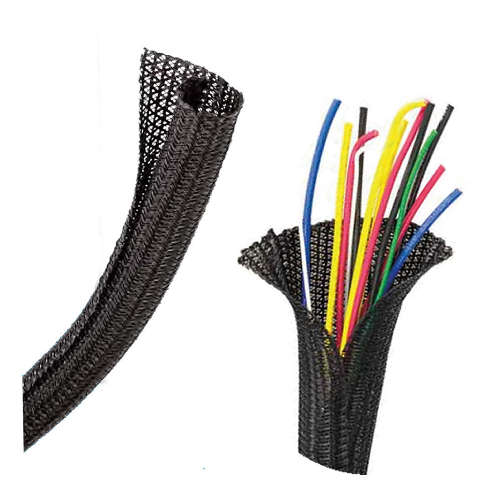Install Bay F6N200BK 2in Self-Wrapping Split Braid Sleeving Black 25ft