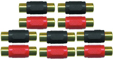 Load image into Gallery viewer, Absolute FF100-10 Female-to-Female RCA Barrel Connector Red &amp; Black (10 Pack)